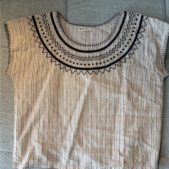 Marine Layer Arden Linen Embroidered Top - Picture 2 of 4